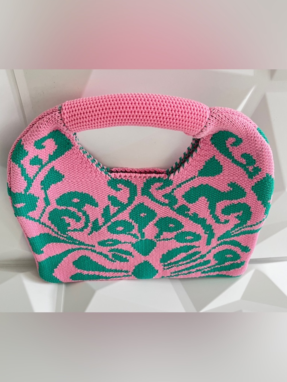 Pretty & Polished Pink and Green Knit Top Handle Clutch
Boho Style - Picture 8 of 11